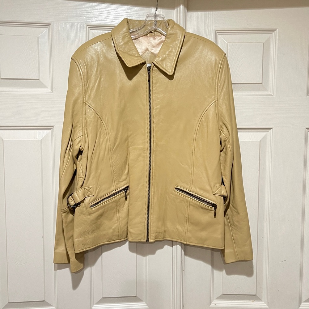 Valerie Stevens Lamb Leather Butter Yellow Jacket Women’s Sz L Read Description